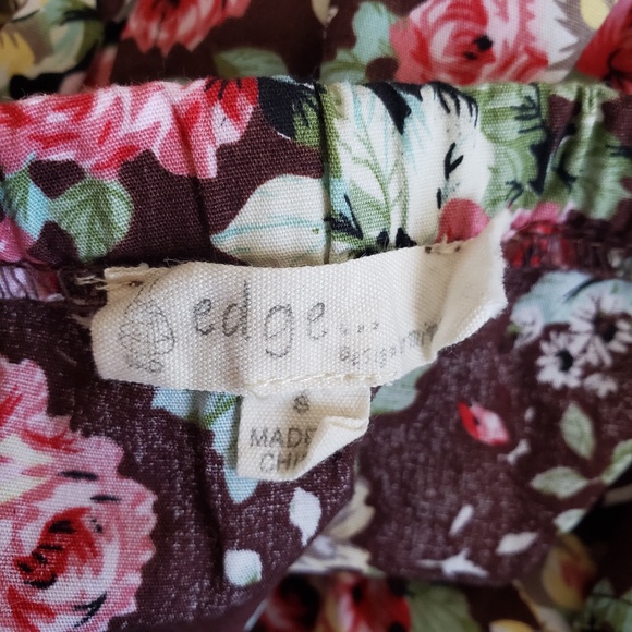 EDGE Brown Floral Ruffle Mini Dress // Size‎ Small - Picture 8 of 11